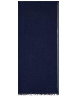 Giorgio Armani Cashmere And Silk Stole With Shiny Viscose Edge - Blue