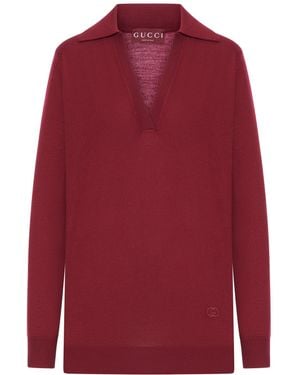 Gucci Lightweight Wool Polo Shirt With Embroidered Logo