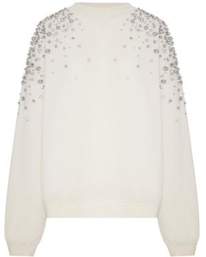 Golden Goose Deluxe Brand Crew-Neck Sweatshirt With Jeweled Appliqués - White