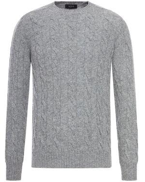 Nome G Shetland Wool Cable-knit Crewneck - Grey