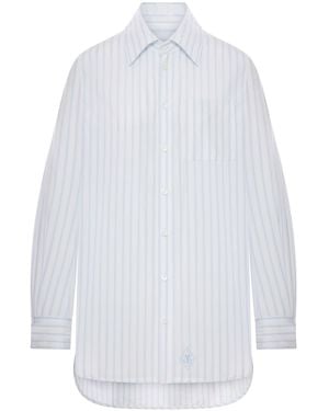 The Seafarer Tara Oversized Striped Cotton Shirt - White