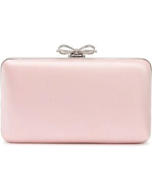 Self-Portrait Satin Clutch With Jewel Details - Pink