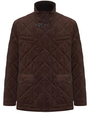 Fay Corduroy Quilted Jacket - Brown