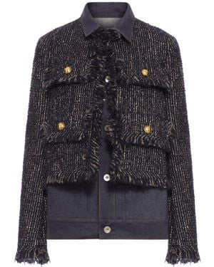 Sacai Tweed And Denim Blouson - Black