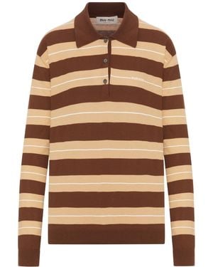 Miu Miu Cotton Knitted Polo - Brown