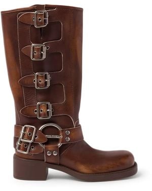 Miu Miu Leather Boots - Brown