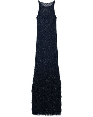 Giorgio Armani Long Sequined Knit Dress - Blue