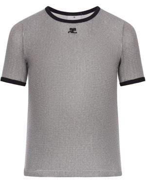 Courreges Houndstooth Contrast T-shirt - Gray