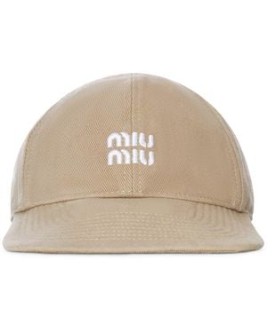 Miu Miu Denim Baseball Cap - Natural