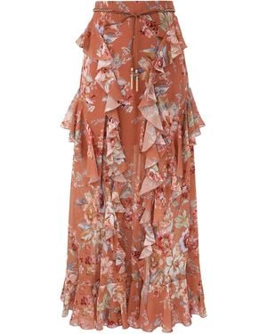 Zimmermann Awakened Ruffle Skirt - Red