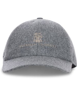 Brunello Cucinelli Flannel Baseball Hat - Gray