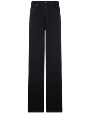 Saint Laurent Jeans wide leg in denim a vita alta - Blu