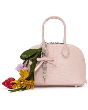 Self-Portrait Mini Leather Bag With Pendant - Pink