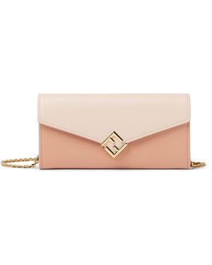 Fendi Continental Ff Diamonds Chain Wallet - Pink