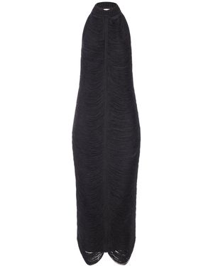 Bless Beryl Long Dress With Fringes And Halter Neckline - Black