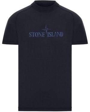 Stone Island T-shirt con stampa frontale - Blu