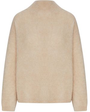 forte_forte Alpaca Blend Sweater With High Neck - Natural