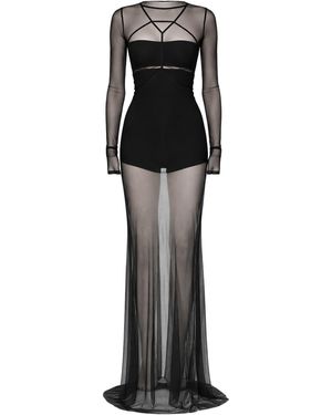 Rick Owens Long Transparent Tulle Dress - Black