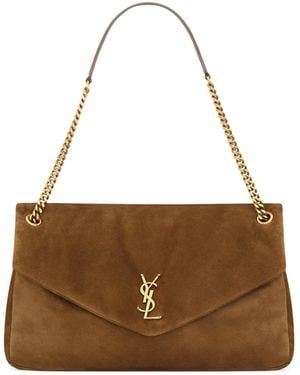 Saint Laurent Calypso Large Suede Bag - Brown