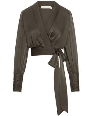 Zimmermann Silk Wrap Top - Black