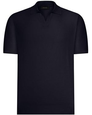 Nome G Short-Sleeved Silk And Cotton Polo Shirt - Blue