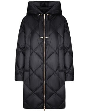 Max Mara Water-Repellent Canvas Hooded Midi Puffer Coat - Black
