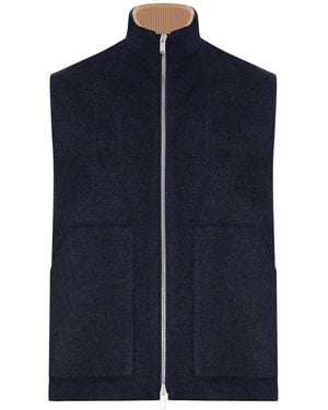 Lardini Gilet in lana e cashmere con zip e collo alto - Blu