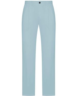 Incotex Tailored Tailored Trousers In Cotton And Linen Blend - Blue