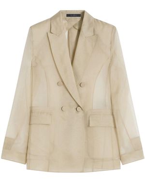 Max Mara Silk Organza Slogan Jacket - Natural