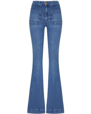 The Seafarer Flare Denim Jeans With Patch Pockets - Blue