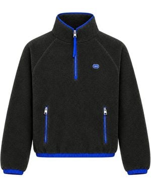 Ami Paris Maglione in pile con mezza zip e patch ami - Blu