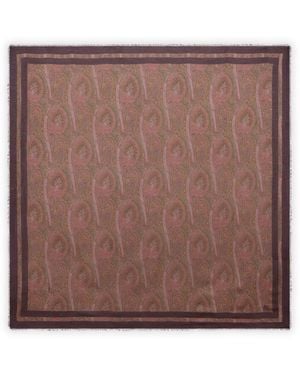 Etro Cashmere Scarf With Floral Paisley Pattern - Brown
