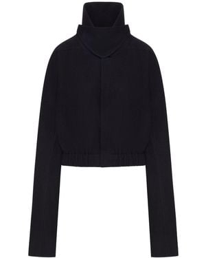 Rick Owens Cropped Collared Mac Jacket - Blue