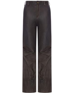 Salvatore Santoro Pantaloni in pelle con gamba ampia - Grigio