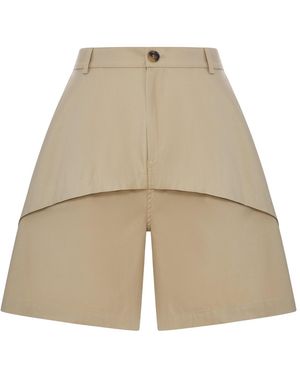 Loewe Lightweight Cotton Shorts With Asymmetric Panel Construction - Natural