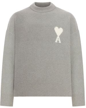 Ami Paris Jumper Ami De Coeur - Grey