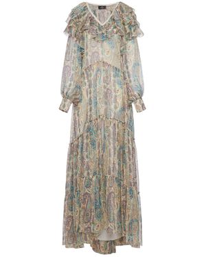 Etro Long Silk Dress With Floral Paisley Pattern - Multicolour