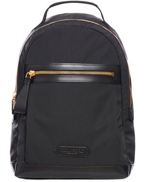 Tom Ford Nylon Backpack With Leather Inserts - Black