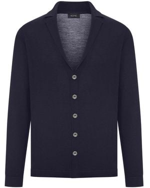 Nome G Cardigan in maglia fine con collo a revers - Blu