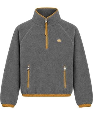 Ami Paris Maglione in pile con mezza zip e patch ami - Grigio