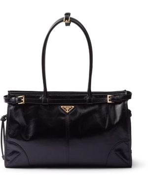 Prada Bonnie Large Leather Handbag - Black