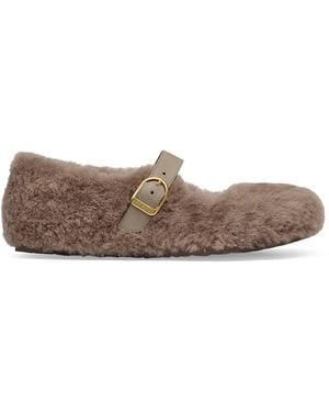 Birkenstock Santa Clarita Ballet Flats With Fur - Brown