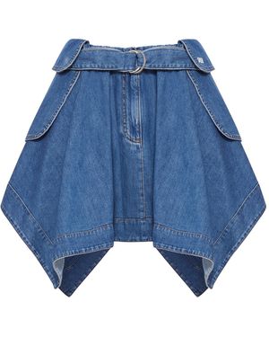 Loewe Asymmetric Denim Cargo Skirt - Blue