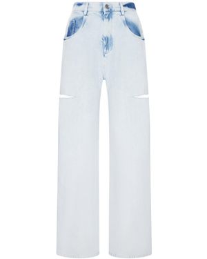 Maison Margiela Wide-Leg Jeans With Distressed Details - Blue