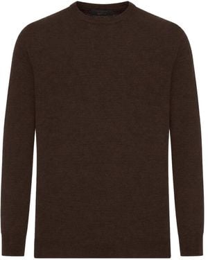 Zanone Maglia girocollo in lana fine pettinata - Marrone