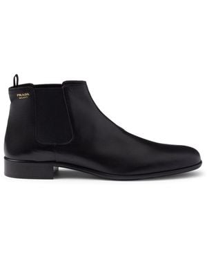 Prada Leather Ankle Boots - Black