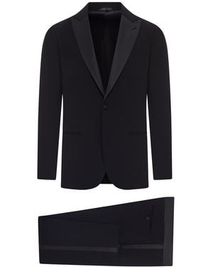 Giorgio Armani Classic Single-Breasted Tuxedo With Satin Lapel - Blue