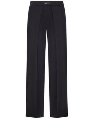 Loewe Tailored Wool Pants With Jacquard Elasticated Waist - Blue