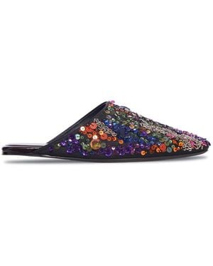 Dries Van Noten Decorated Satin Crepe Mule - Blue