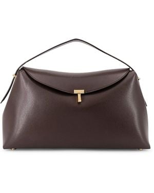 TOTEME T-Lock Leather Shoulder Bag - Brown